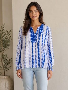 LOGO by Lori Goldstein Woven Tie Dye Pullover Shirt XS NEW A638921